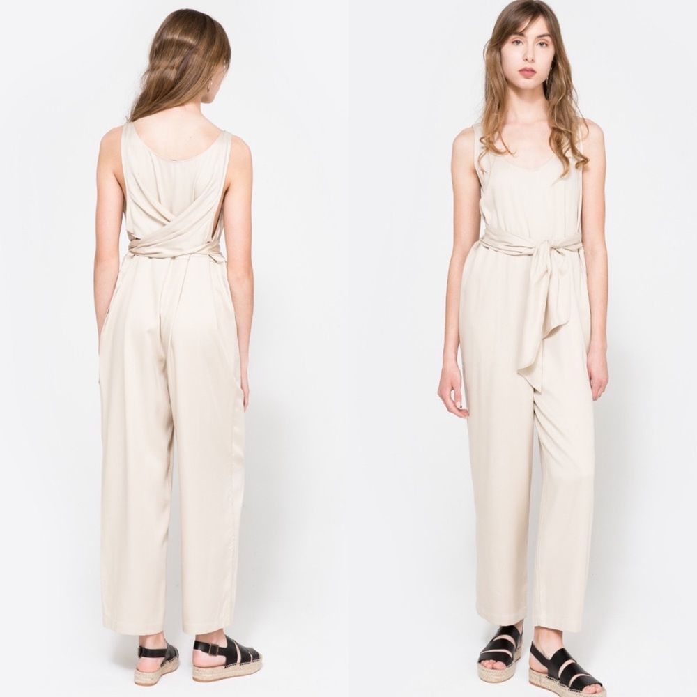 Shaina Mote Lyocel Ecru Tie Back Jumpsuit